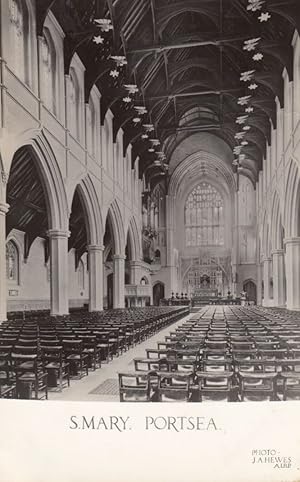St Mary Portsea Portsmouth Church Interior Organ Antique Real Photo Postcard