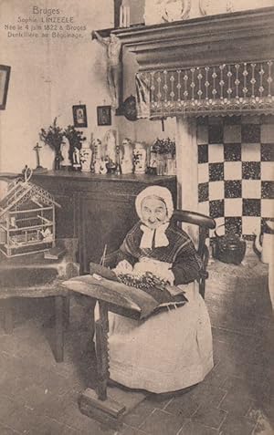Sophie Linzeele Bruges Famous Belgium Kantwerkster Antique Old Sewing Postcard