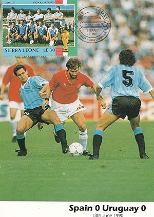 Spain 0 Uruguay 0 World Cup 1990 Limited Edition Stamp Postcard