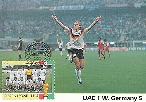 UEA United Arab Emirates 1 West Germany 5 World Cup 1990 Limited Edition Stamp Postcard
