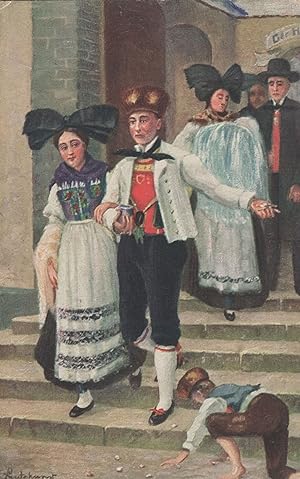 Hesse Hanau Costumes Fashion German Child Poverty Old Postcard