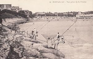 Fishing at Portaillac Falaise French Antique Postcard