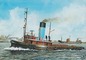 ST Gondia Tug Boat Ship Watercolour Painting Limited Edition 1650 Postcard