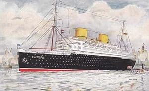MS Europa German Ocean Liner 1950s Ship Postcard