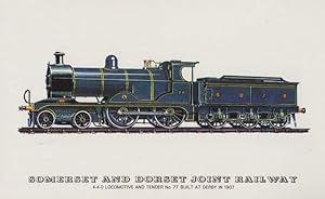 Somerset & Dorset Joint Railway 4-4-0 Locomotive 1907 Derby Rare Train Postcard