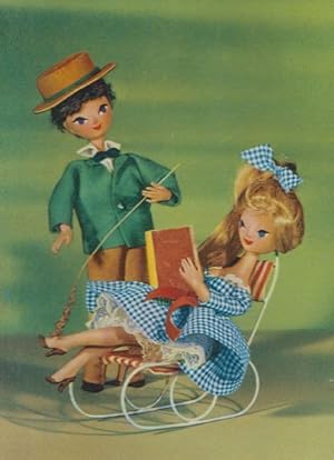 Man Toy Doll Tickling Stick Lady Ladies Feet In Old Rocking Chair Rare Postcard