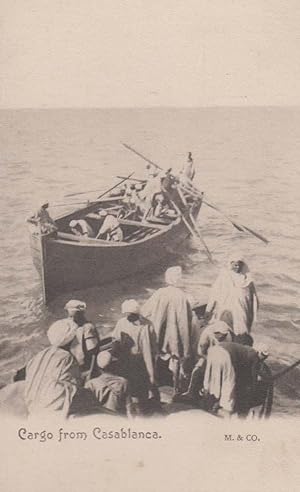 Cargo From Casablanca Fishing Rowing Boat Ship Antique Postcard