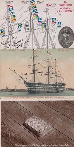 HMS Victory Nelsons Famous Signal + Where He Died 3x Postcard Bundle