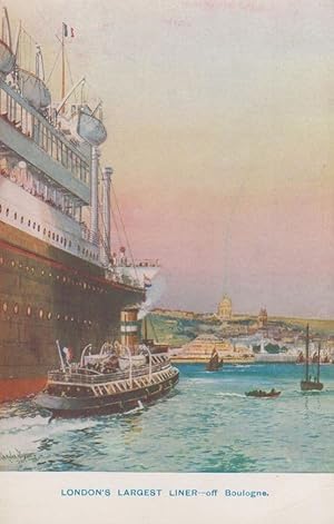 Londons Guiness Book Of Records from era Largest Liner Ship Postcard
