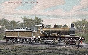 London Brighton Express Engine Train Painting Postcard