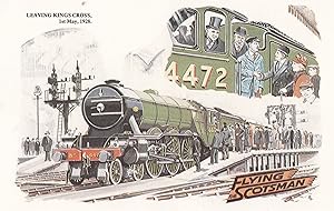 The Flying Scotsman Train Leaves Kings Cross Station in 1928 Postcard