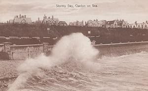 People Splashed Stormy Day Clacton On Sea Disaster Type Postcard