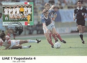 United Arab Emirates 1 Yugoslavia 4 World Cup 1990 Limited Edition Stamp Postcard
