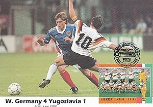 West Germany 4 Yugoslavia 1 World Cup 1990 Limited Edition Stamp Postcard