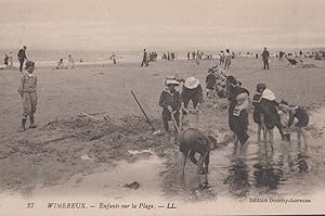 Wimereux Children Playing In Mud Fishing Plage Beach Antique French Postcard