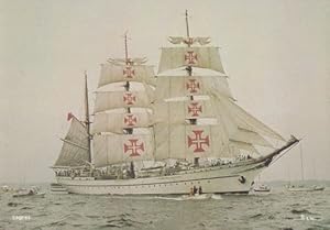 Sagres Portuguese Red Cross Sails Training Ship 1970s Rare Postcard