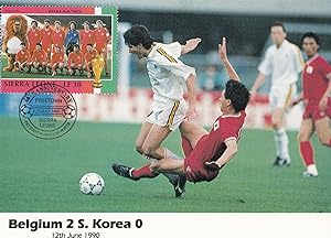 Belgium 2 South Korea 0 World Cup 1990 Limited Edition Stamp Postcard