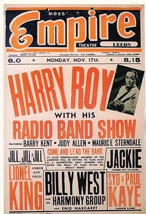 Harry Roy Lionel King Live At Moss Empire Leeds Theatre Poster Postcard