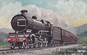 Great Southern Queenstown Mail Dublin Irish Train Painting Antique Postcard