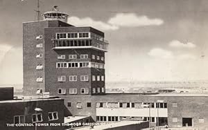 London Airport Control Tower Motorcycle Parking 1960s Real Photo Postcard