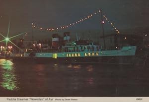 PS Waverley Paddle Steamer at Ayr On Board Night Illuminations Lights Postcard