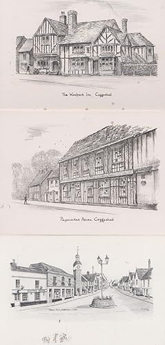 Coggeshall Payecockes House Woolpack Inn Market Place 3x Rare Art Postcard s