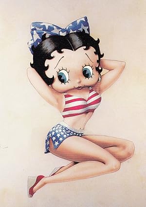 Betty Boo Made In The USA American Bikini Stars & Stripes Flag Postcard