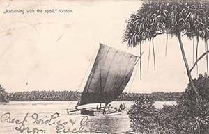 India Sea Ceylon Boat Ship Antique Rare 1905 Postcard