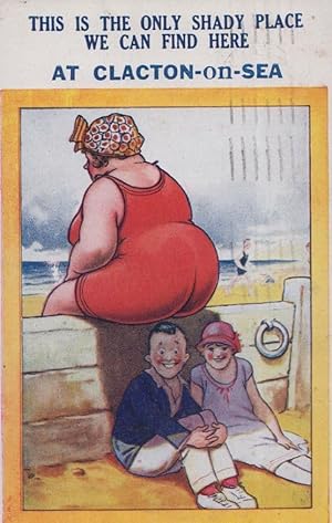 Lovers Under Giant Fat Lady Bum in Clacton On Sea Essex Vintage Comic Postcard