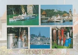 DS Stadt Luzern Swiss Switzerland Paddle Steamer Engine Steering Tanks Postcard
