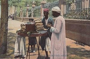 An Egyptian Pitta Bread Street Seller Antique Postcard