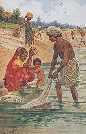 Imagen del vendedor de Washing Day Clothes An Indian India Domestic Life Antique Oilette Postcard a la venta por Postcard Finder