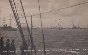 The Royal Naval Review Southsea Yacht Sailing In Military Lines Antique Postcard