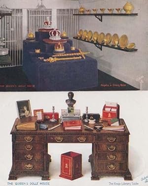 Queens Dollhouse Dolls House London Library Table Regalia Strong Room Postcard s