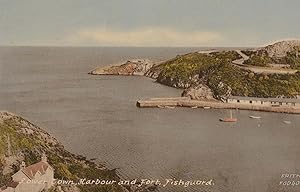 Fishguard Harbour Lower Town Fort Welsh Vintage Postcard