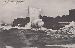 Margate Storm Swimming Sign Disaster Antique Postcard