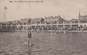 St Annes On Sea Open Air Baths Lancashire Woman Swimming On Toy Horse Postcard