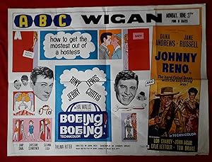Seller image for Boeing Boeing (Alternately Boeing (707) Boeing (707) + Johnny Reno | Authentic Original British Vintage Movie Sheet Film Cinema Poster Now Showing at the A B C Cinema Wigan (Lancashire) for sale by Little Stour Books PBFA Member
