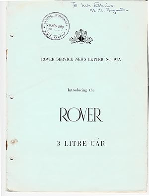 Image du vendeur pour Rover Service News Letter no 97A | Introducing the Rover 3 Litre Car mis en vente par *bibliosophy*