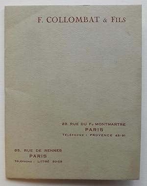 F. Collombat & Fils. 29 rue du Fg Montmartre et 35 rue de Rennes. Paris.