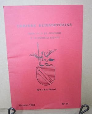 Imagen del vendedor de Cahiers Elisabethains: Etudes sur la pre-renaissance et la renaissance anglaises, #24 (Octobre 1983) a la venta por Atlantic Bookshop