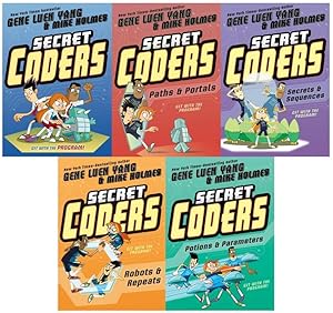 Imagen del vendedor de SECRET CODERS Graphic Novel Series by Gene Luen Yang PAPERBACK Set of Books 1-5 a la venta por Lakeside Books