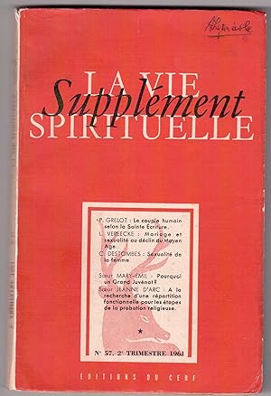 Seller image for La vie spirituelle. Supplment n57, 2me trimestre 1961 for sale by LibrairieLaLettre2
