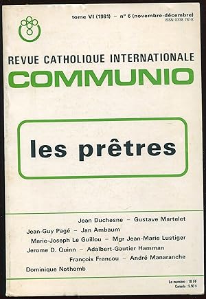 Imagen del vendedor de Revue catholique internationale Communio, tome VI (1981), n6 (novembre-dcembre) - Les prtres a la venta por LibrairieLaLettre2