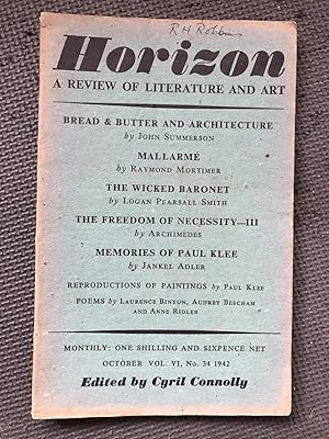 Horizon; A Review of Literature and Art, Vol. VI, no. 34, October 1942