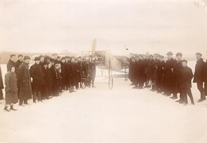 Russian Aviation Pioneer Boris Rossinsky Airplane Crowd old Photo 1911
