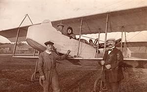 Russia Moscow Aviation Farman Dux Alphonse Poiree & Passenger old Photo 1914