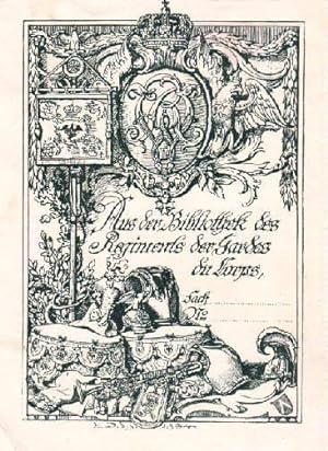 Exlibris für Die Bibliothek des Regiments der Garde du Corps. Klischeedruck von Emil Doepler d.J....