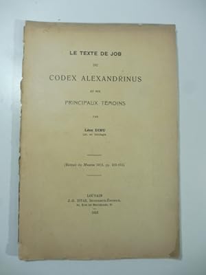 Le texte de Job du codex Alexandrinus et ses principaux temoins
