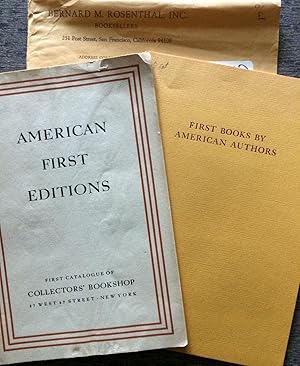 (Two Items) American First Editions, First Catalogue of Collector's Bookshop, together with First...